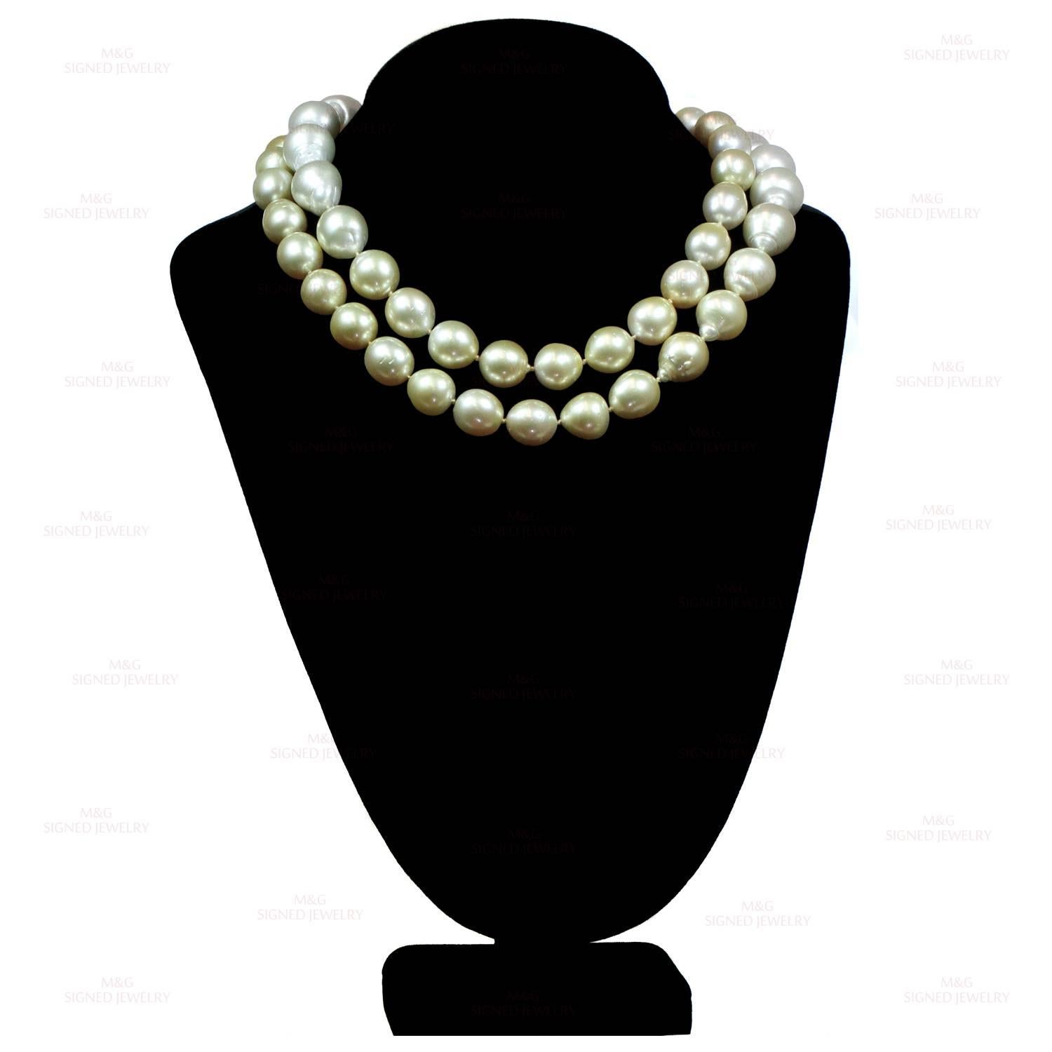 Women's South Sea Baroque Natural Gold  White Tone Pearl Necklace