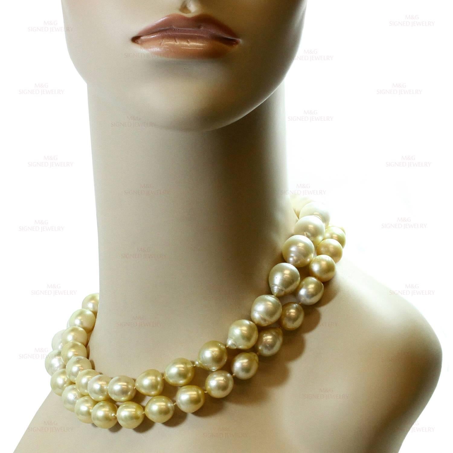 South Sea Baroque Natural Gold  White Tone Pearl Necklace 1