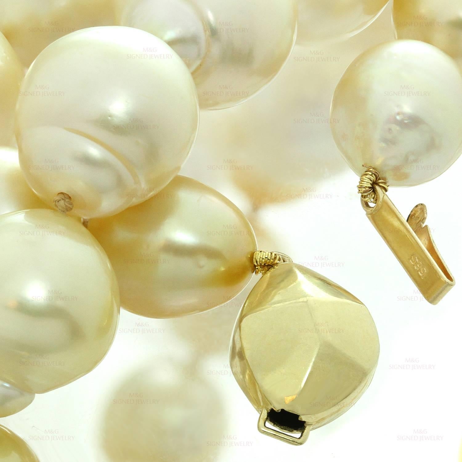 South Sea Baroque Natural Gold  White Tone Pearl Necklace 2