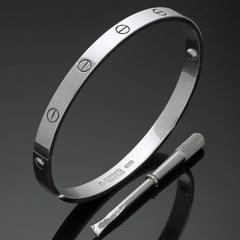 CARTIER Love White Gold Bangle Bracelet Size 21