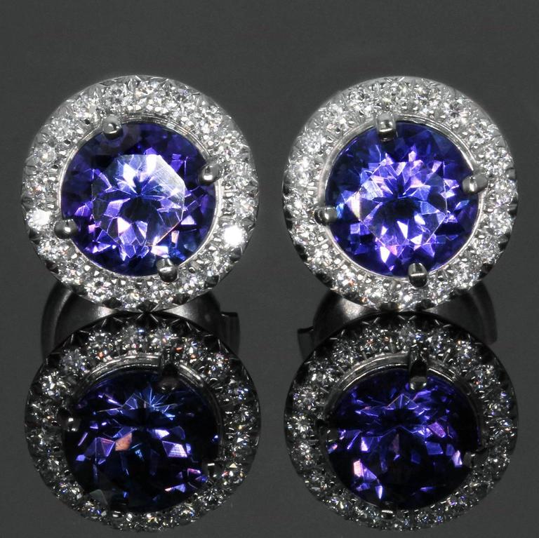 Tiffany And Co Seleste Tanzanite Diamond Platinum Stud Earrings For Tiffany Co Seleste Tanzanite Diamond Platinum Stud Earrings For 2