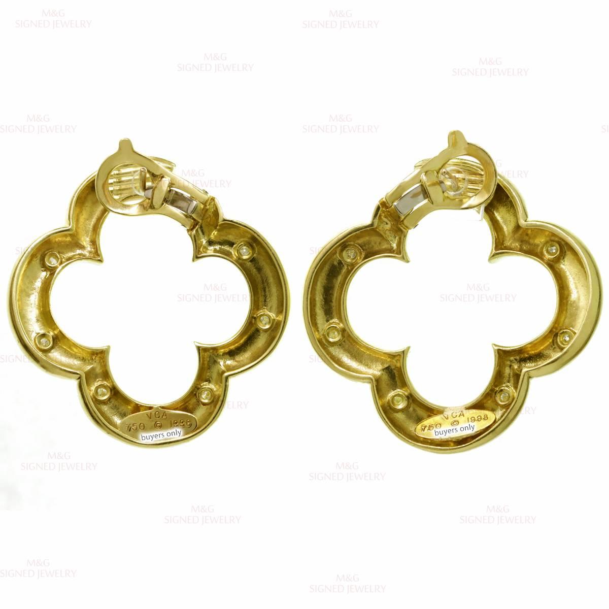 Van Cleef & Arpels Alhambra Gelbgold-Diamant-Ohrringe Damen im Angebot