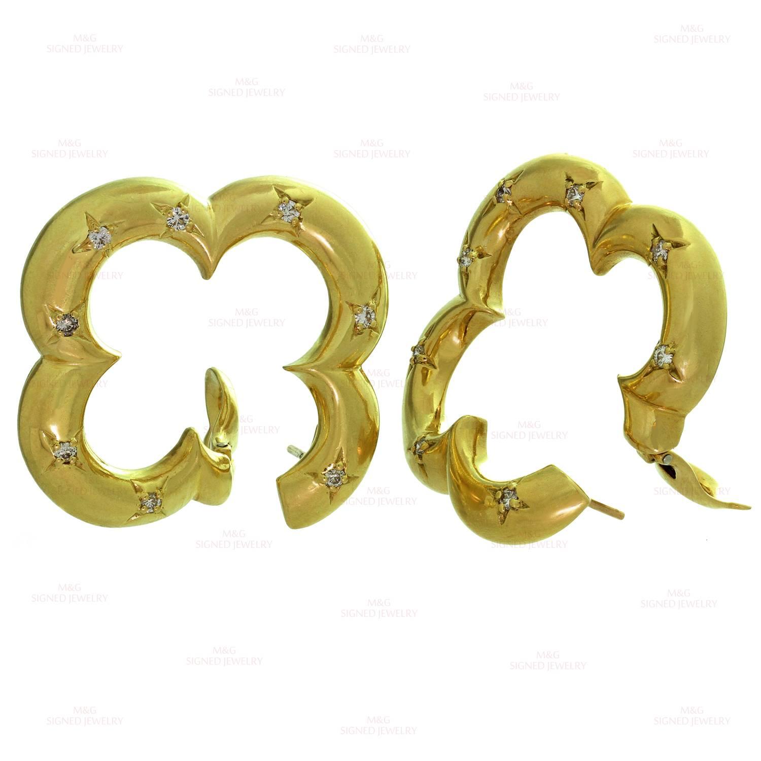 Van Cleef & Arpels Alhambra Gelbgold-Diamant-Ohrringe im Zustand „Hervorragend“ im Angebot in New York, NY