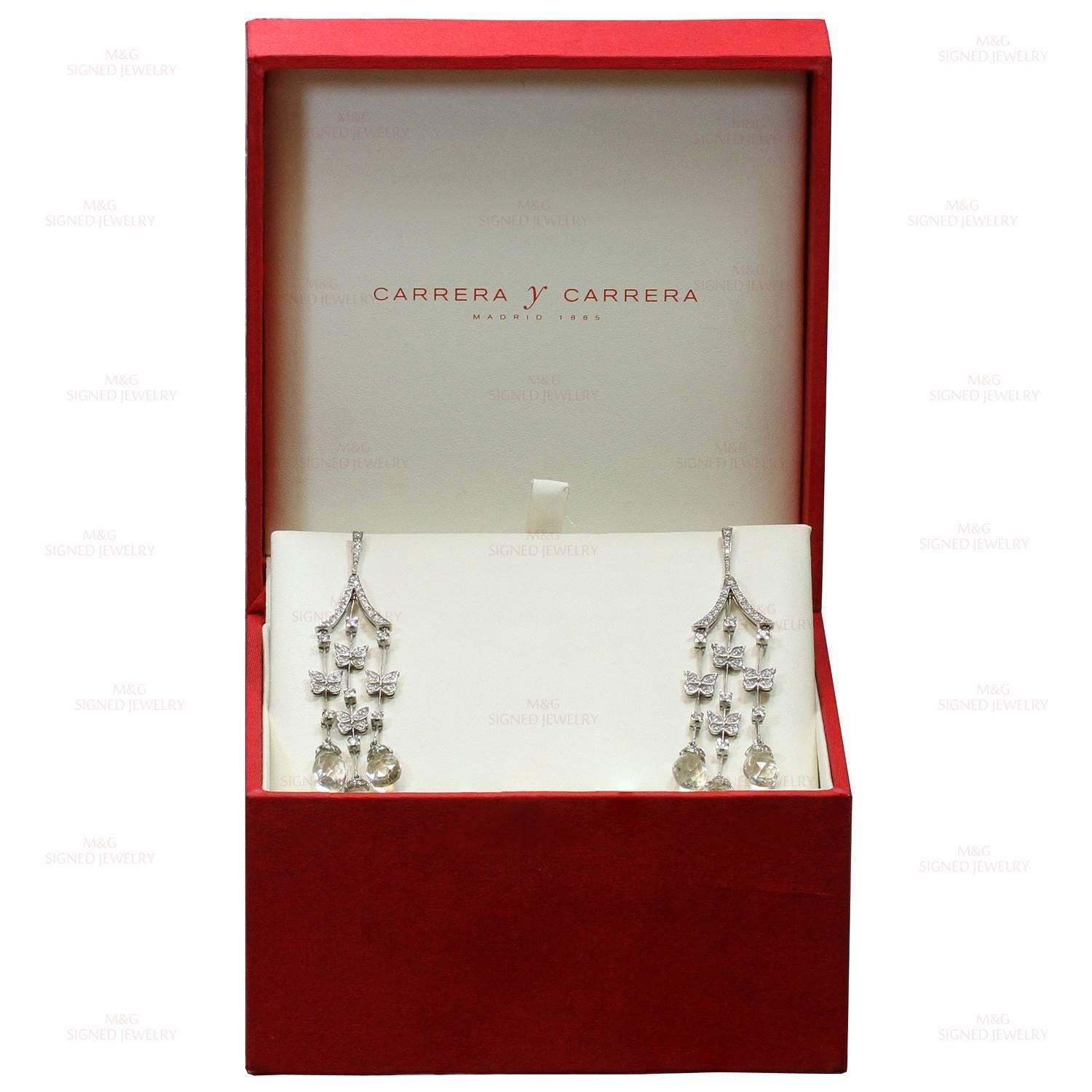 CARRERA Y CARRERA Butterflies Diamond White Gold Earrings In Excellent Condition In New York, NY