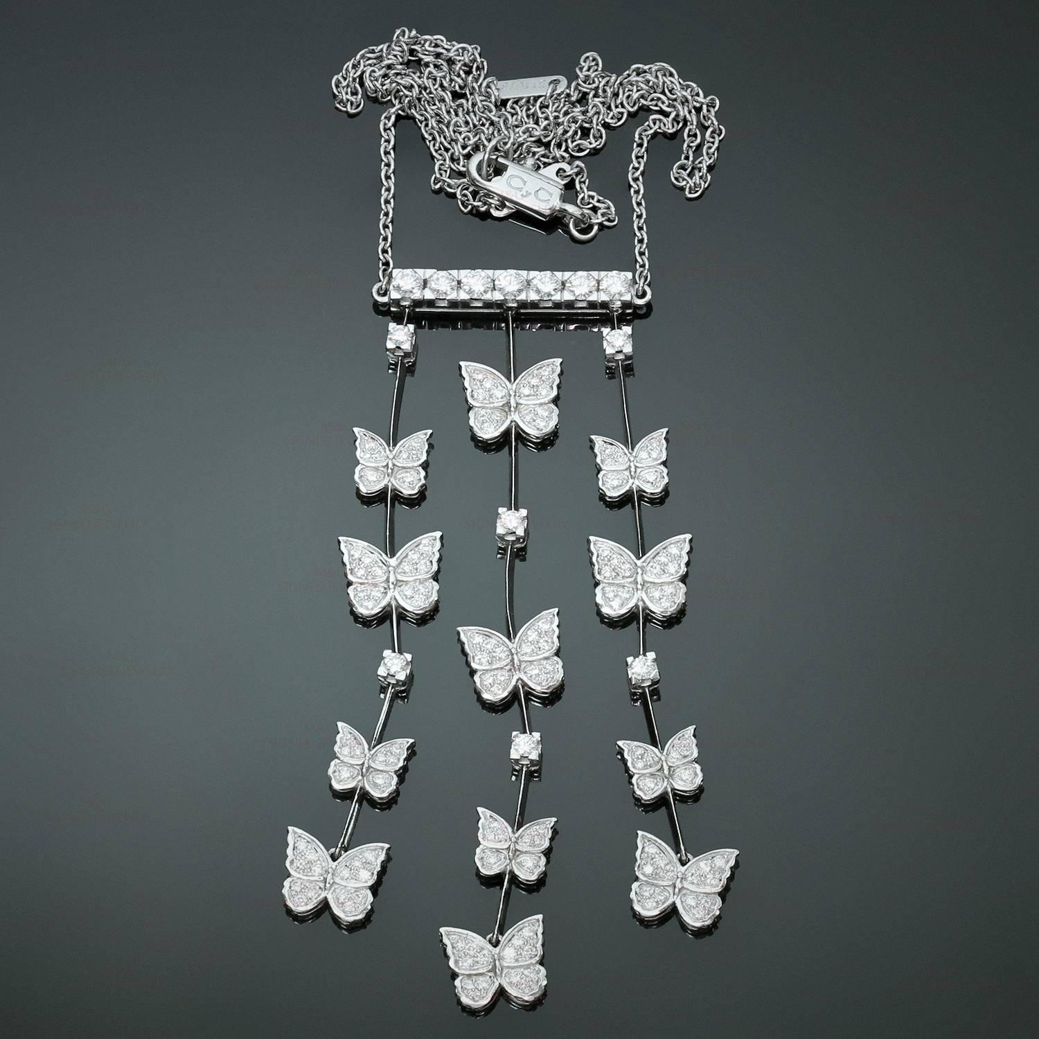 CARRERA Y CARRERA Butterflies Diamond White Gold Necklace In Excellent Condition In New York, NY