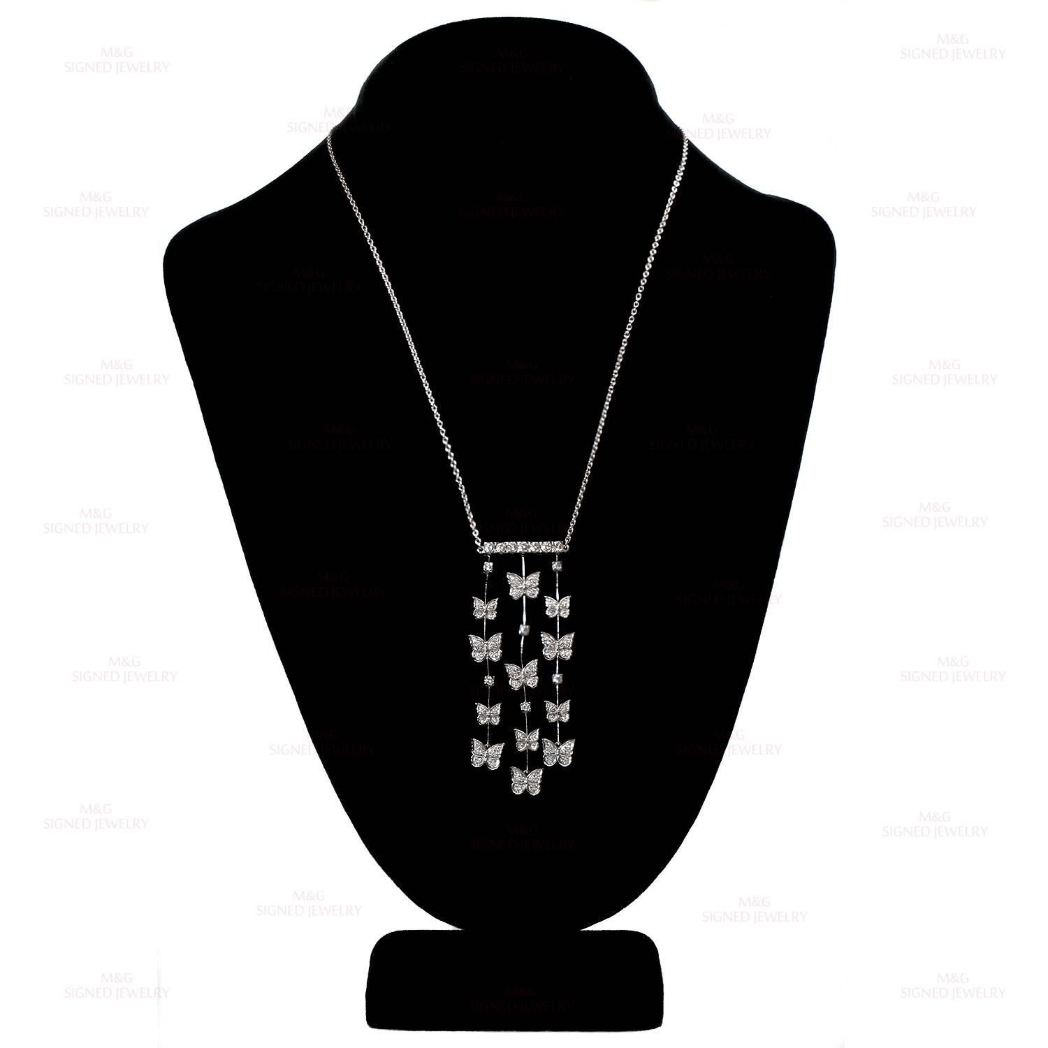 Women's or Men's CARRERA Y CARRERA Butterflies Diamond White Gold Necklace