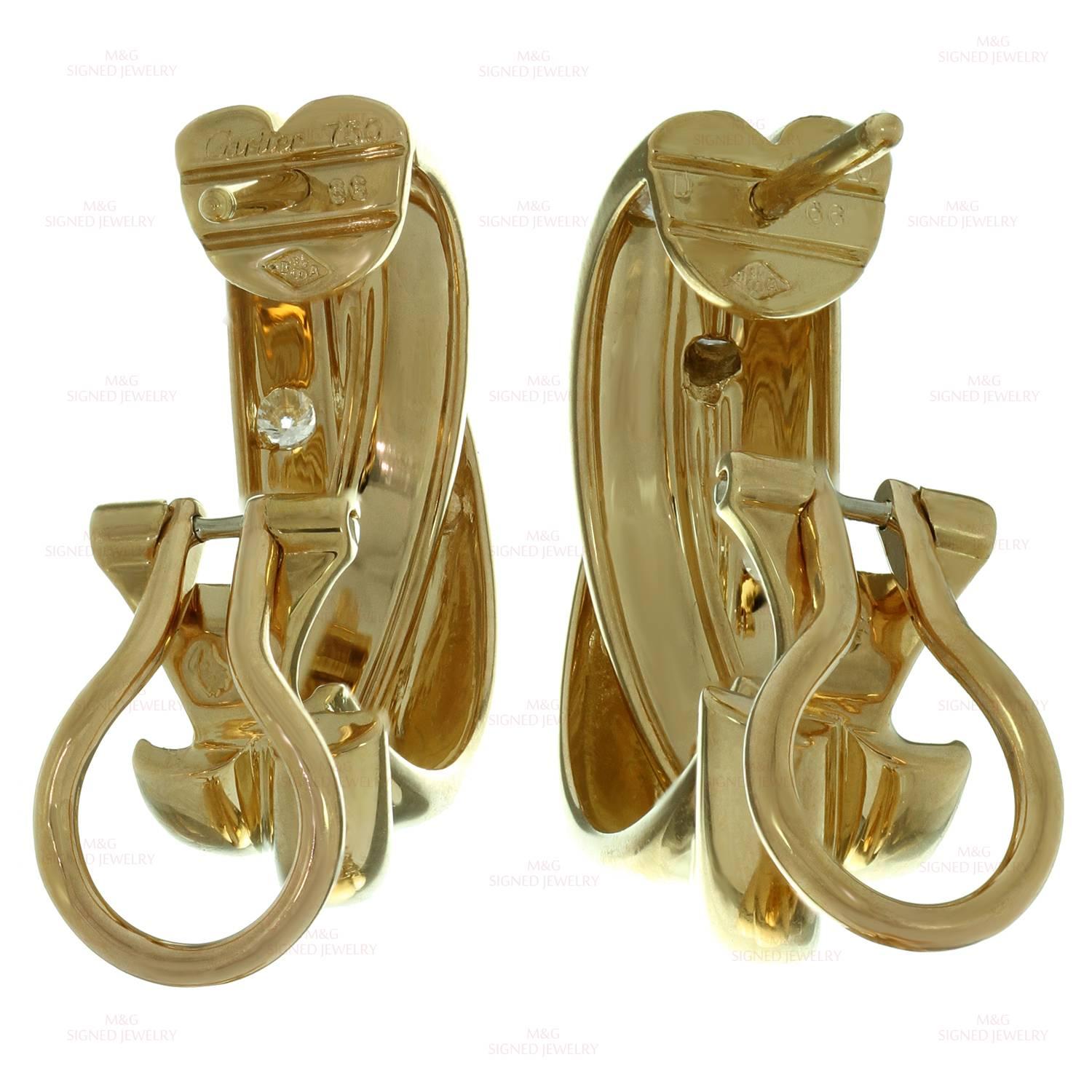 CARTIER Trinity Diamond Yellow Gold Wrap Earrings In Excellent Condition In New York, NY