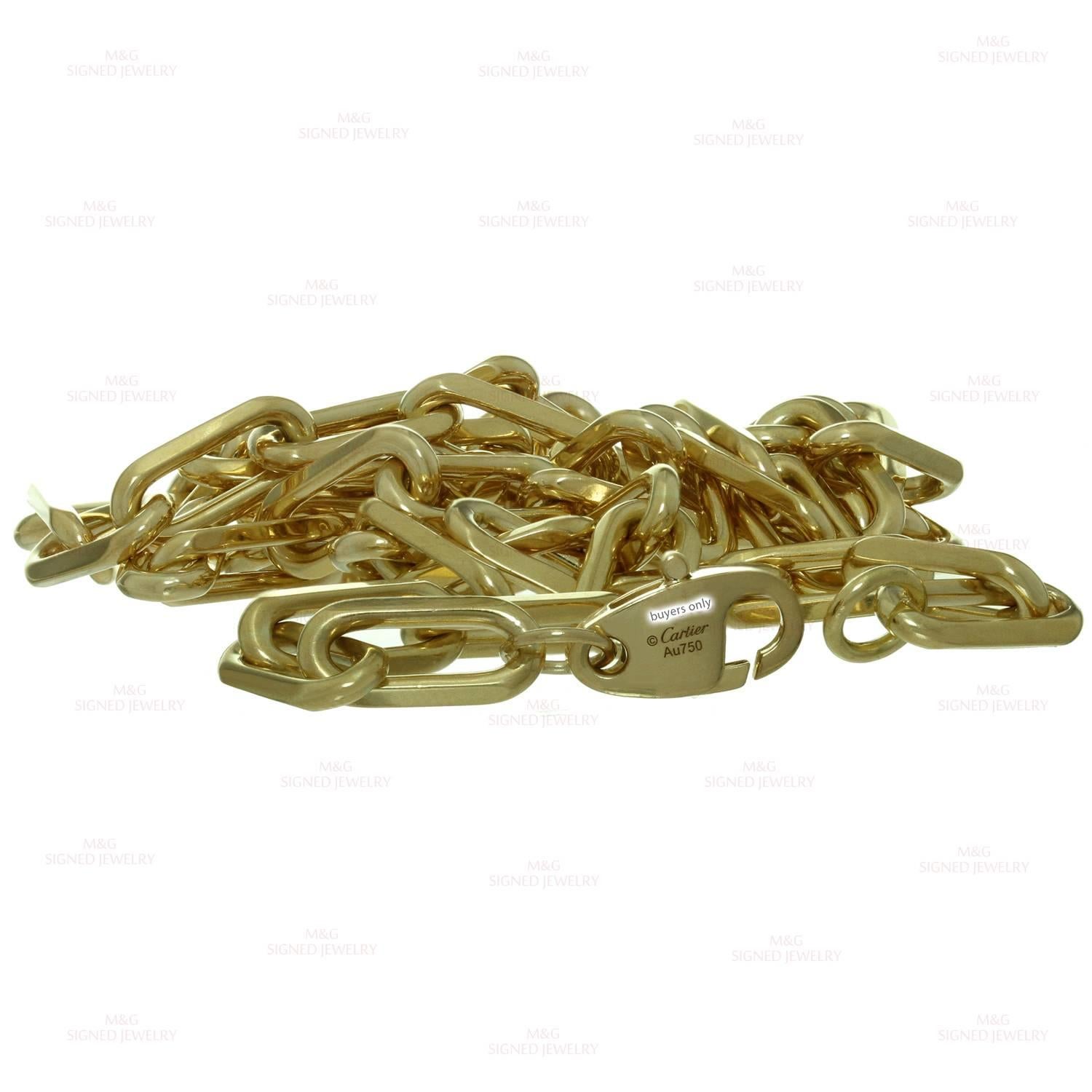 CARTIER Santos Yellow Gold Link Chain Necklace In Excellent Condition In New York, NY