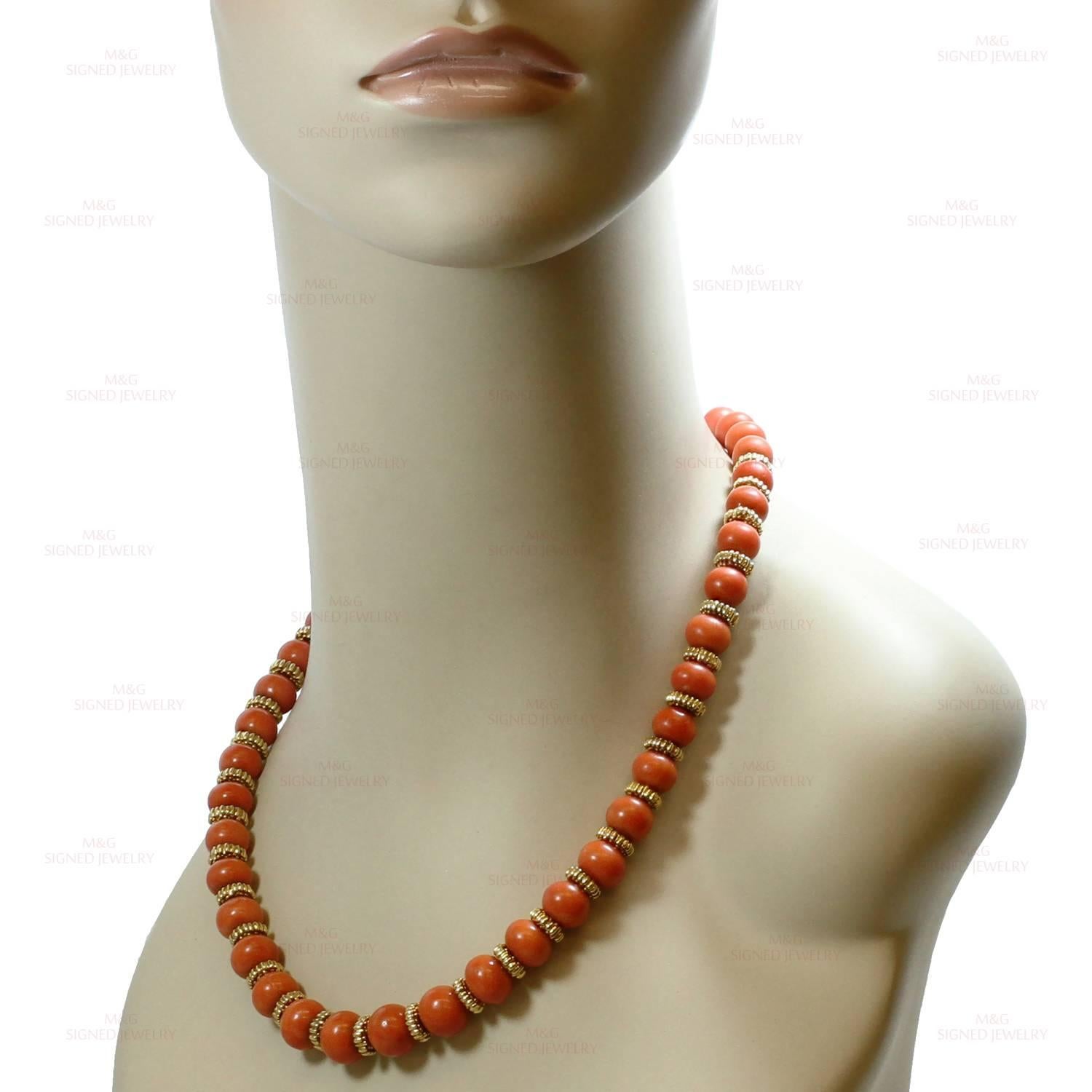 Women's 1960s Van Cleef & Arpels Coral Gold Bead Necklace