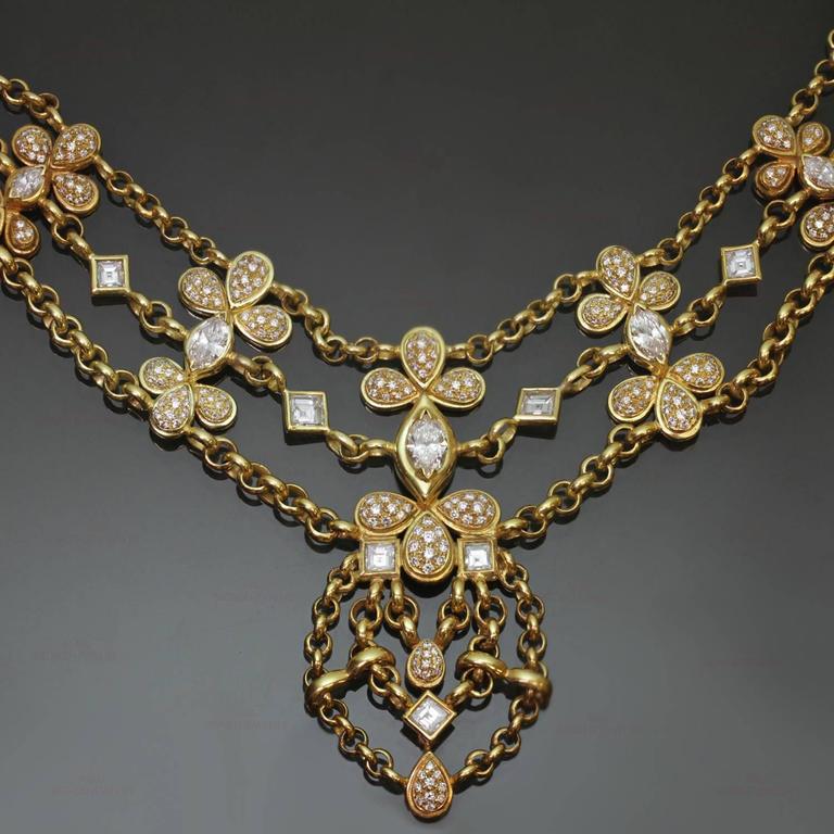 Chatila Geneva Elegant Diamond Gold Festoon Necklace For Sale at