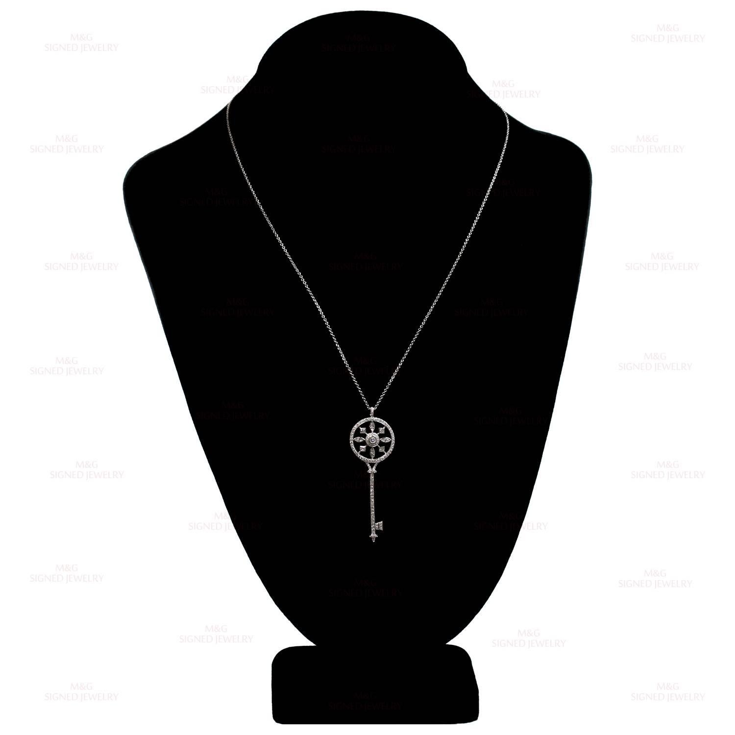 Tiffany & Co. Kaleidoscope Diamond Platinum Key Pendant Chain Necklace In Excellent Condition In New York, NY