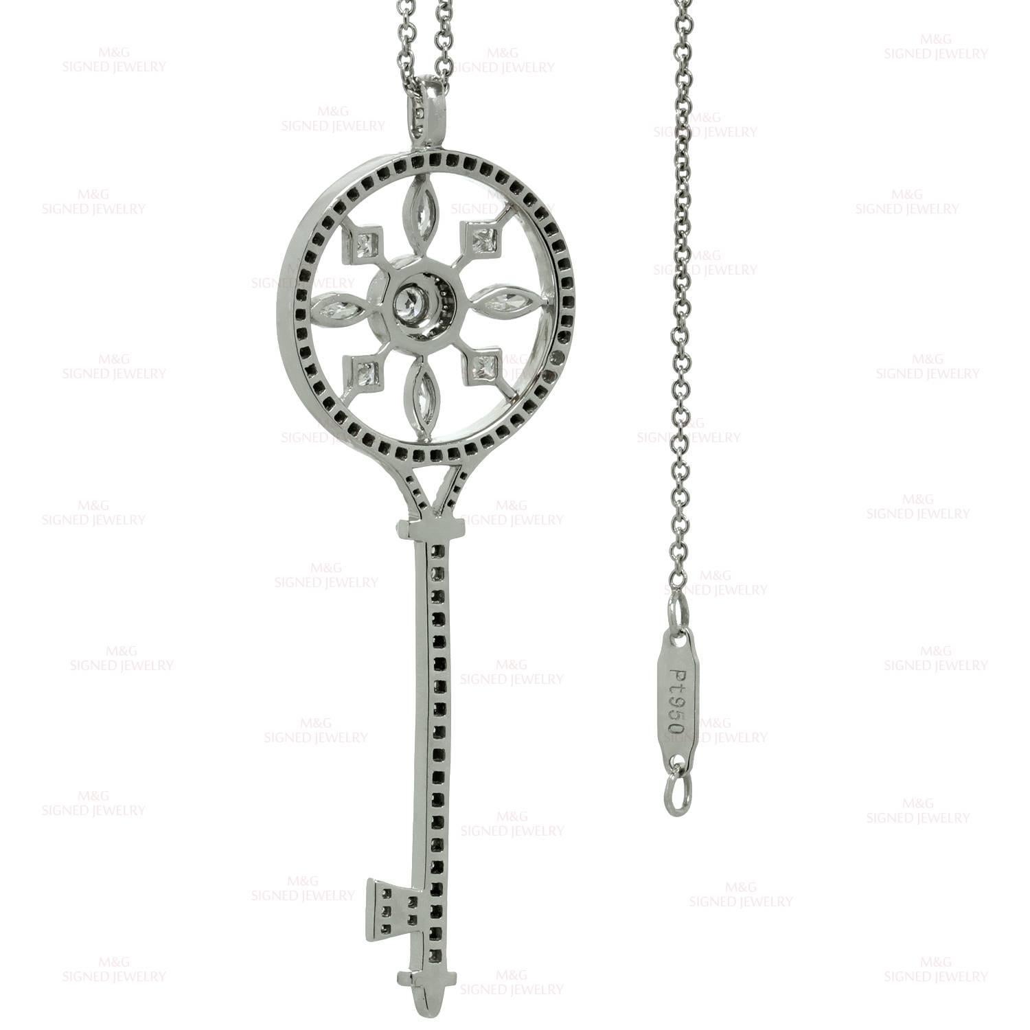 Tiffany & Co. Kaleidoscope Diamond Platinum Key Pendant Chain Necklace 1