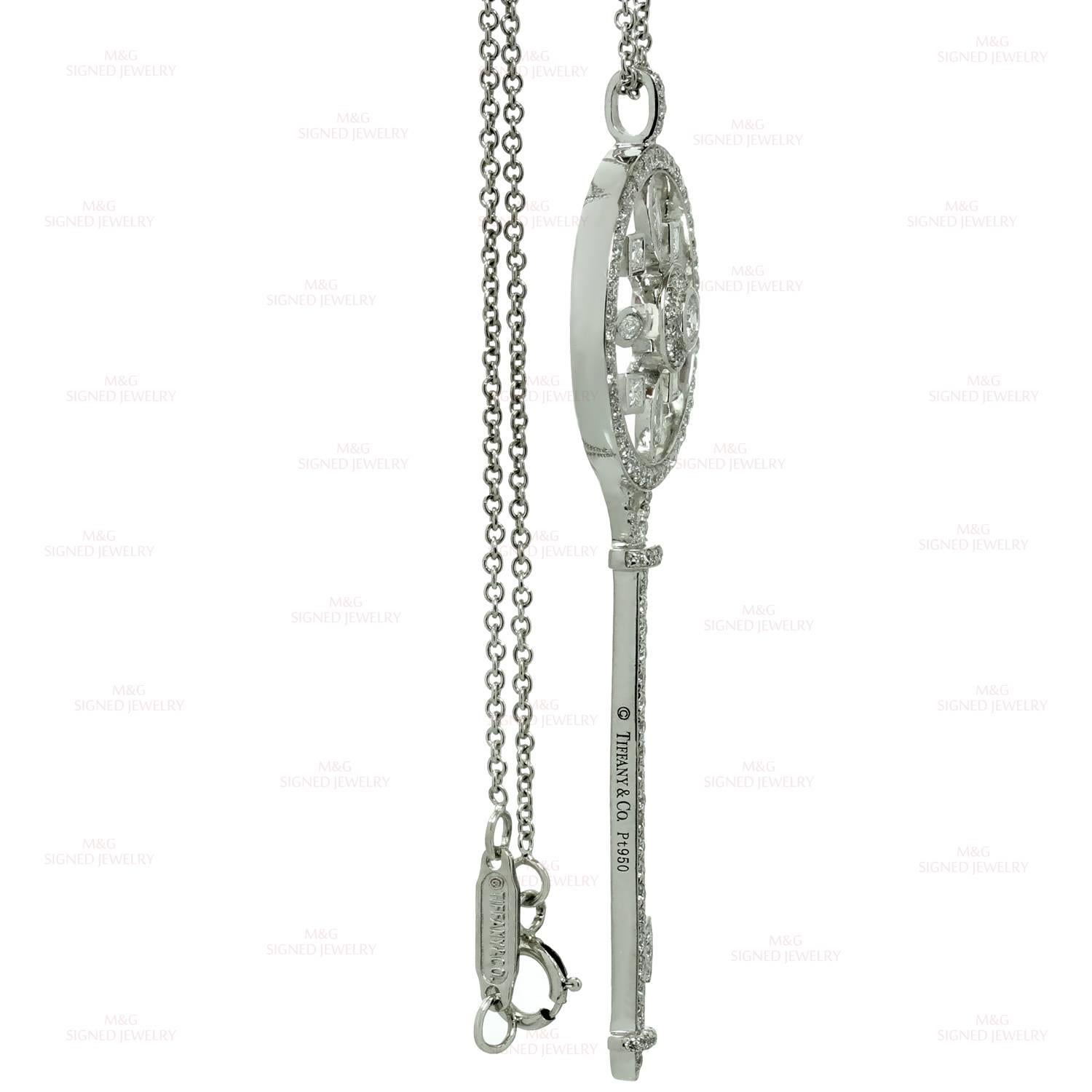 Tiffany & Co. Kaleidoscope Diamond Platinum Key Pendant Chain Necklace 2