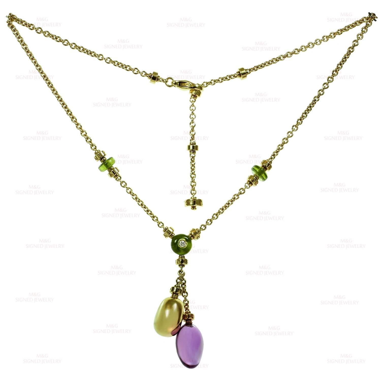 BULGARI Sassi Amethyst Peridot Diamond Yellow Gold Necklace 1