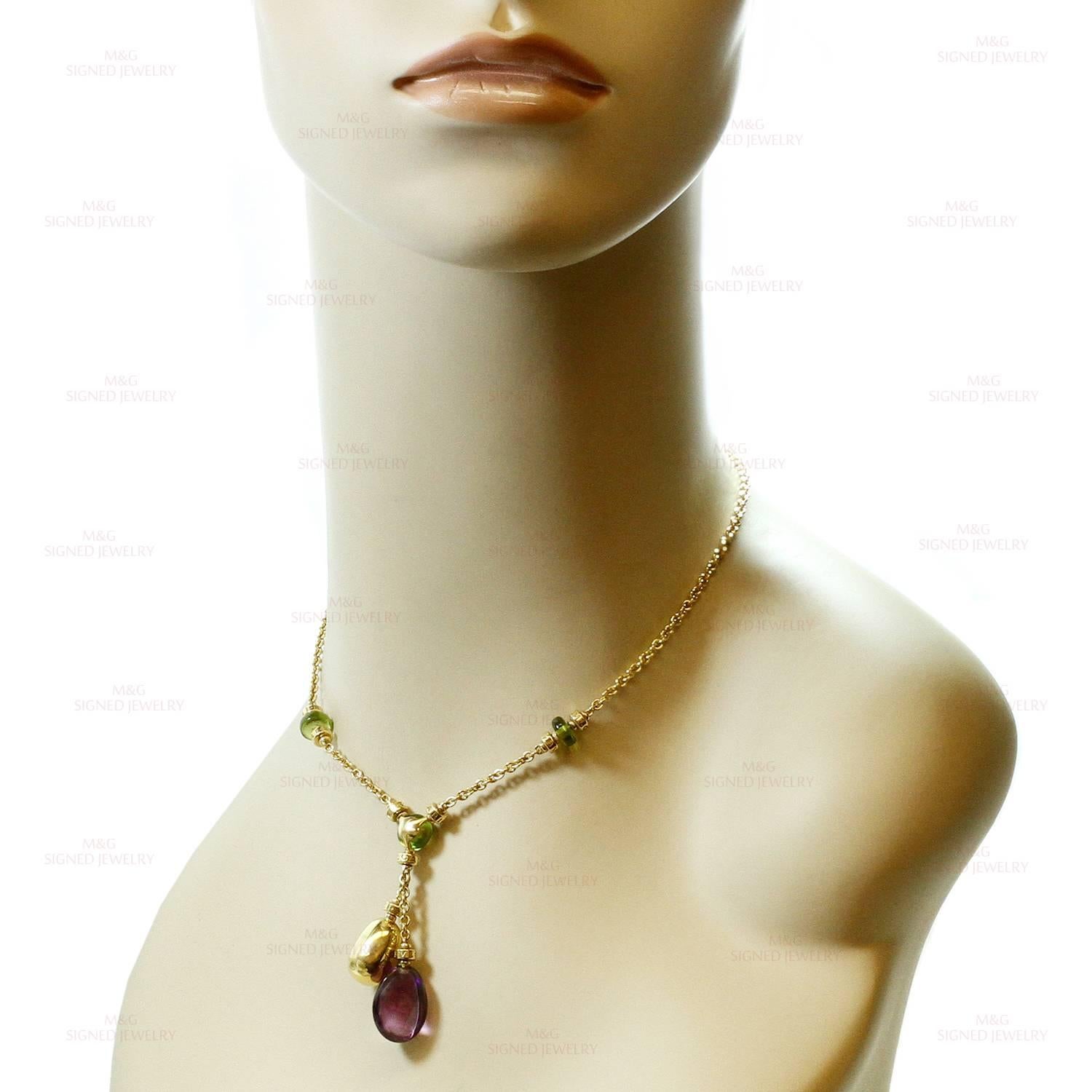 Women's BULGARI Sassi Amethyst Peridot Diamond Yellow Gold Necklace