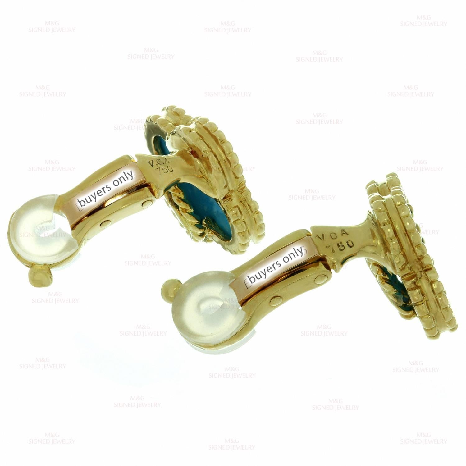 Women's VAN CLEEF & ARPELS Alhambra Turquoise Yellow Gold Earrings