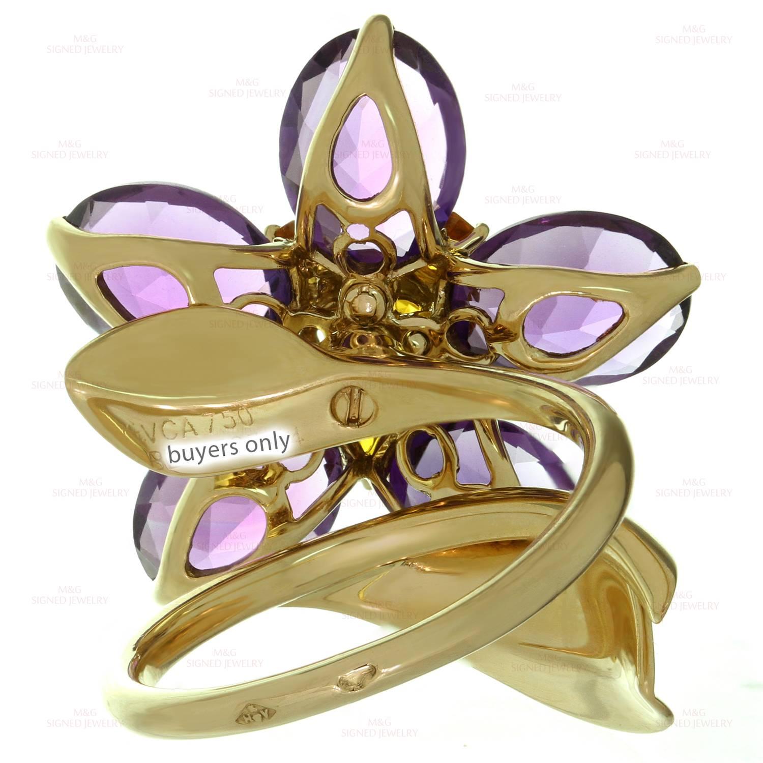 Van Cleef & Arpels Hawaii Amethyst Orange Sapphire Yellow Gold Ring In Excellent Condition In New York, NY