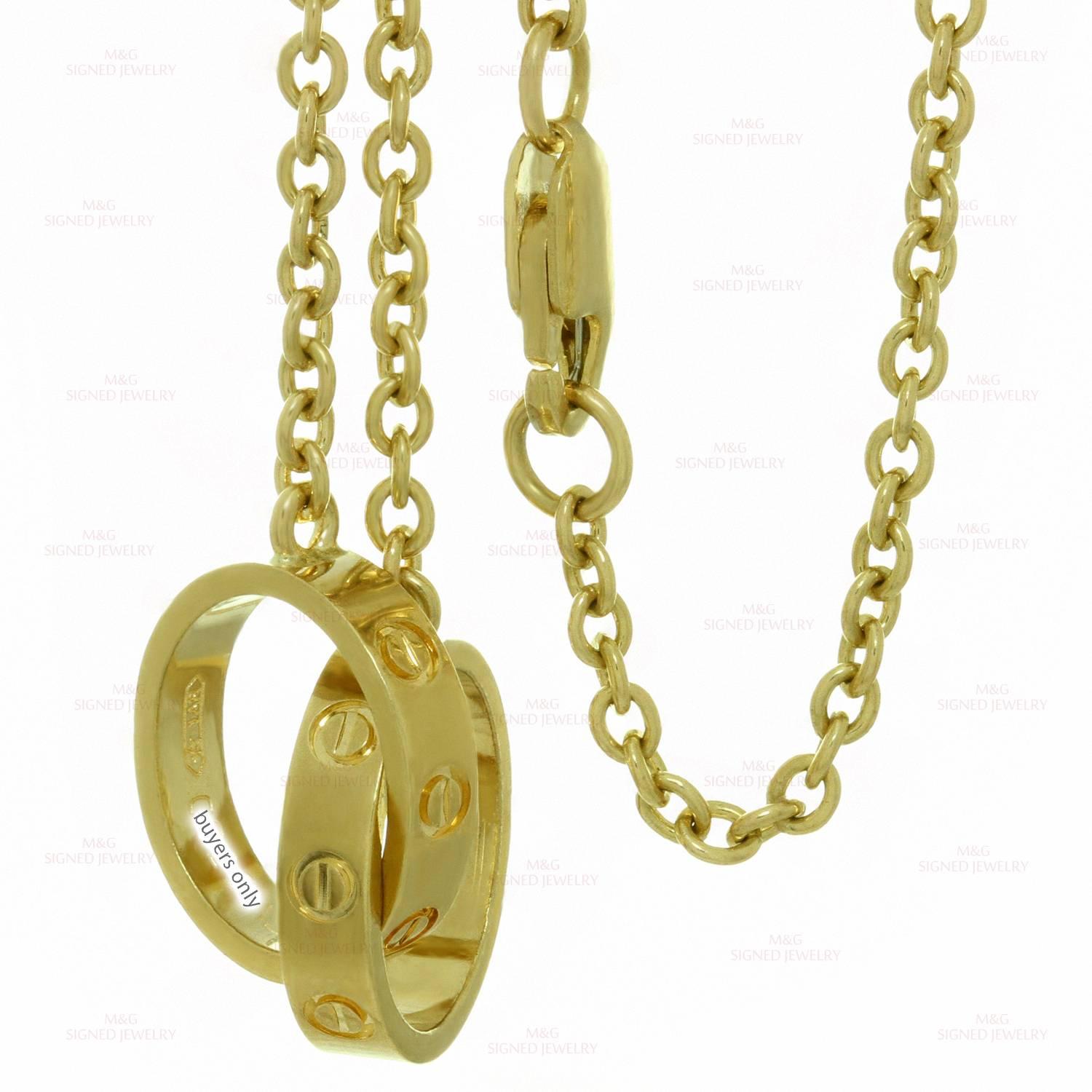 Cartier Love Yellow Gold Double Circle Pendant Necklace In Excellent Condition In New York, NY