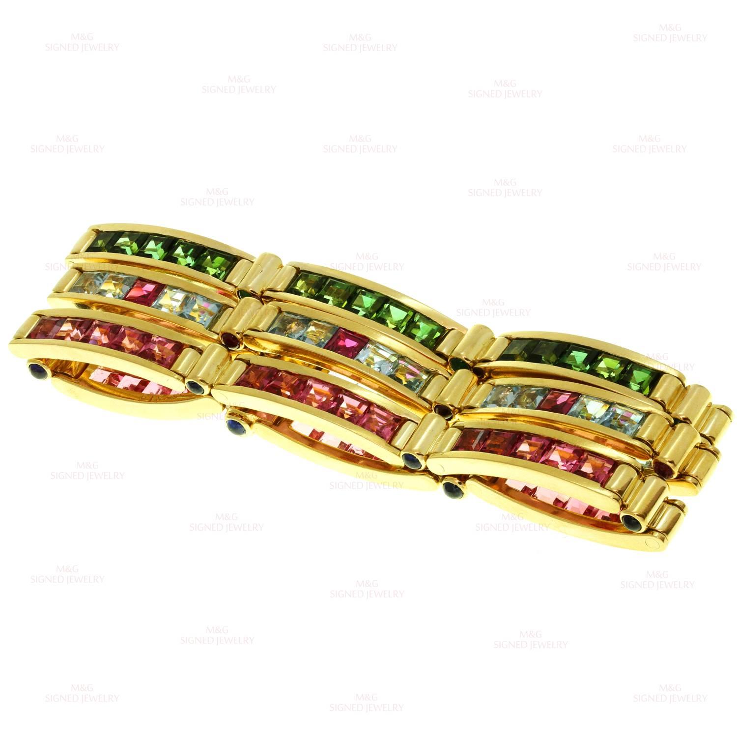 Bulgari Multicolor Gemstone Yellow Gold Set of Three Bracelets 1