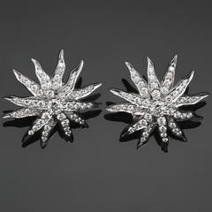 Tiffany & Co. Diamond Platinum Lace Sunburst Clip-On Earrings