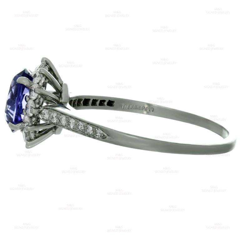 Tiffany & Co. Genuine Tanzanite Diamond Platinum Ring For Sale 1