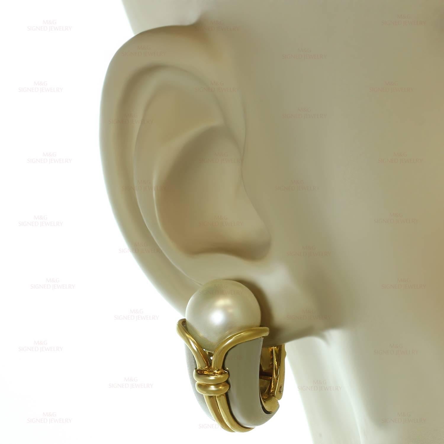Women's Bulgari Cornucopia Pearl Yellow Gold Clip-On Earrings