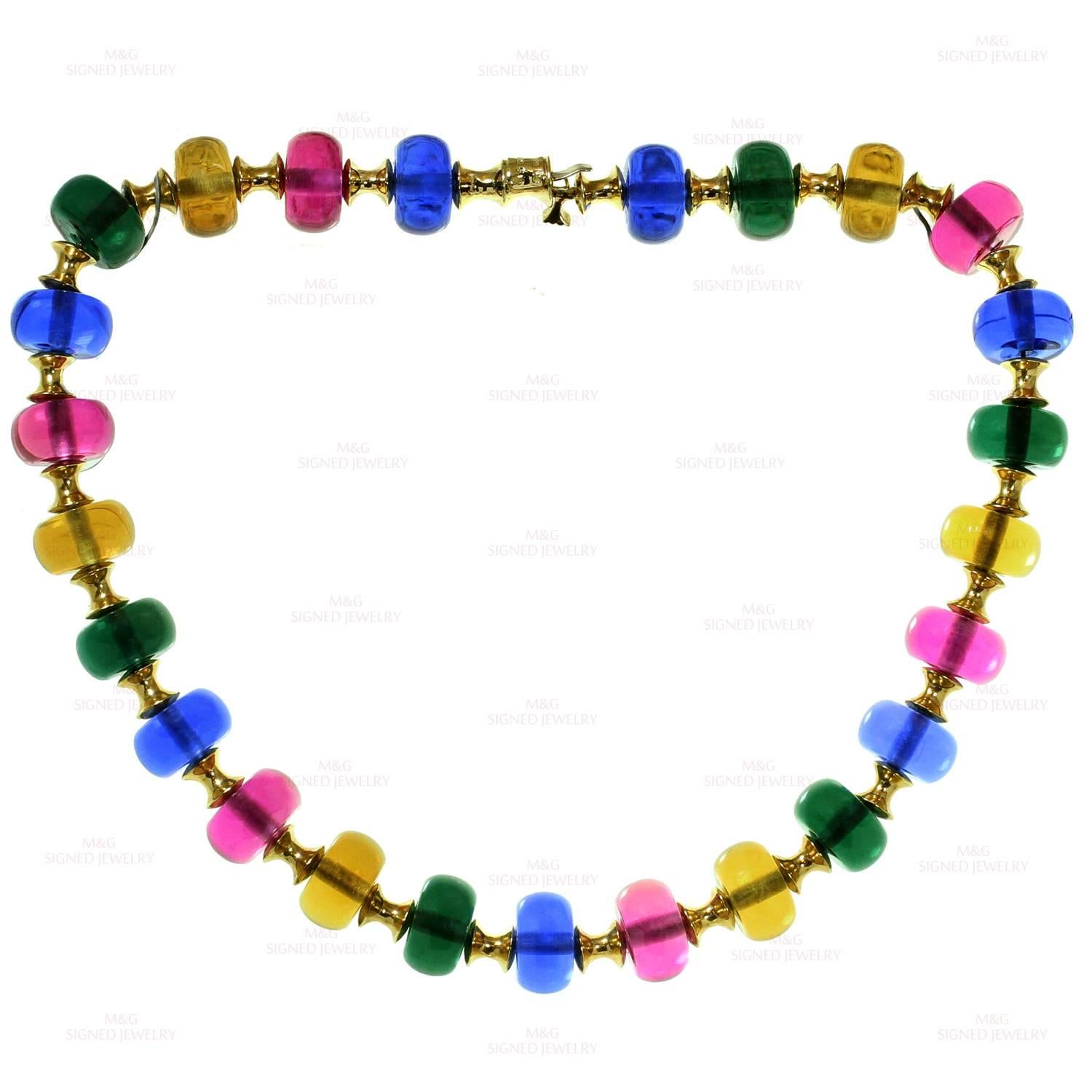 Marina B Cimin Multi-Color Gemstone Yellow Gold Necklace and Earrings Set 2