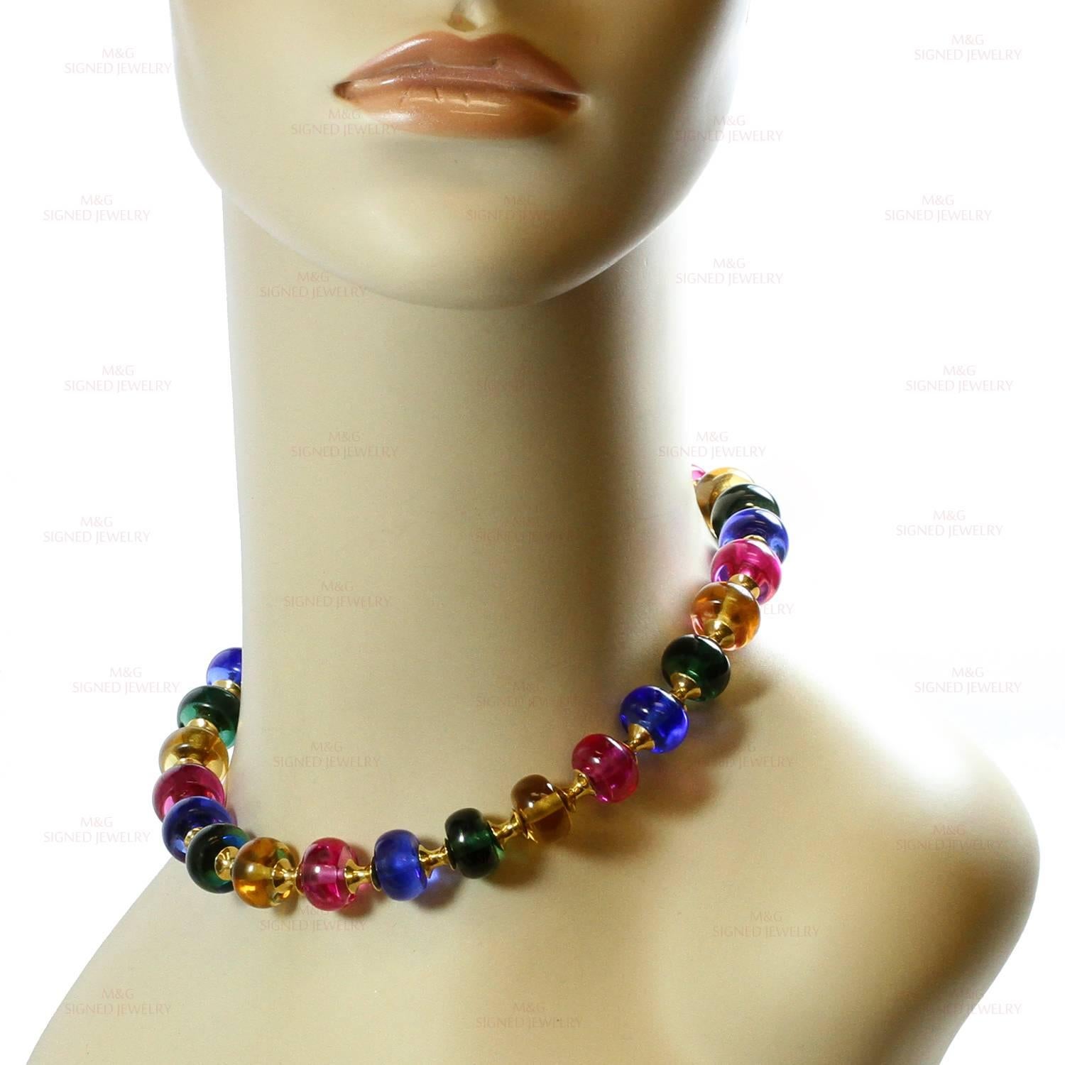 Marina B Cimin Multi-Color Gemstone Yellow Gold Necklace and Earrings Set In Excellent Condition In New York, NY