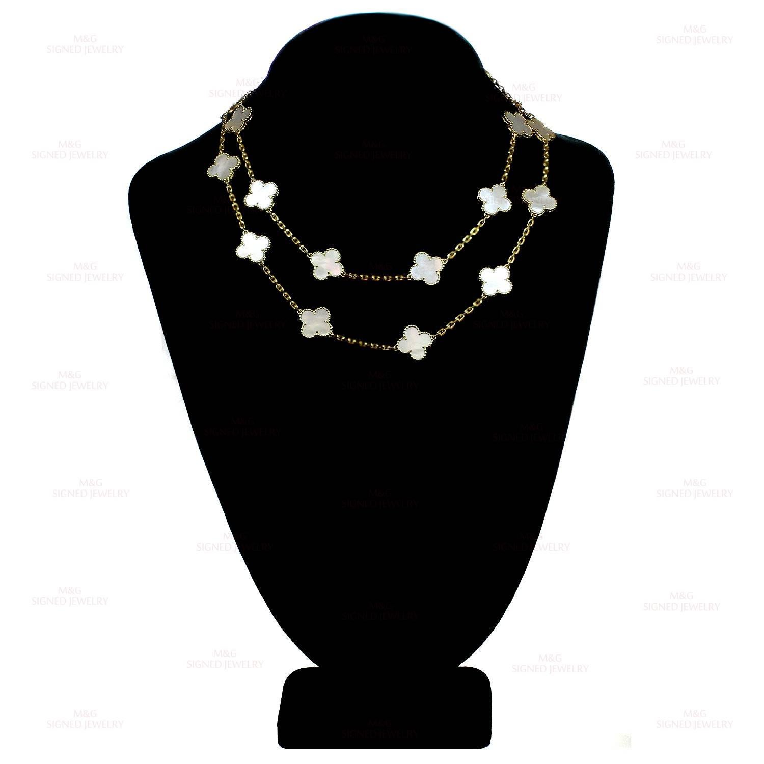 Van Cleef & Arpels Alhambra Mother-of-Pearl Yellow Gold 20 Motif Necklace 1