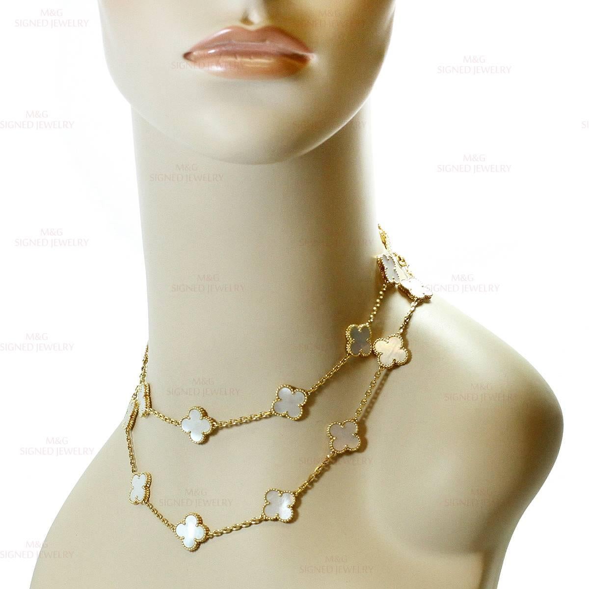 Van Cleef & Arpels Alhambra Mother-of-Pearl Yellow Gold 20 Motif Necklace 2