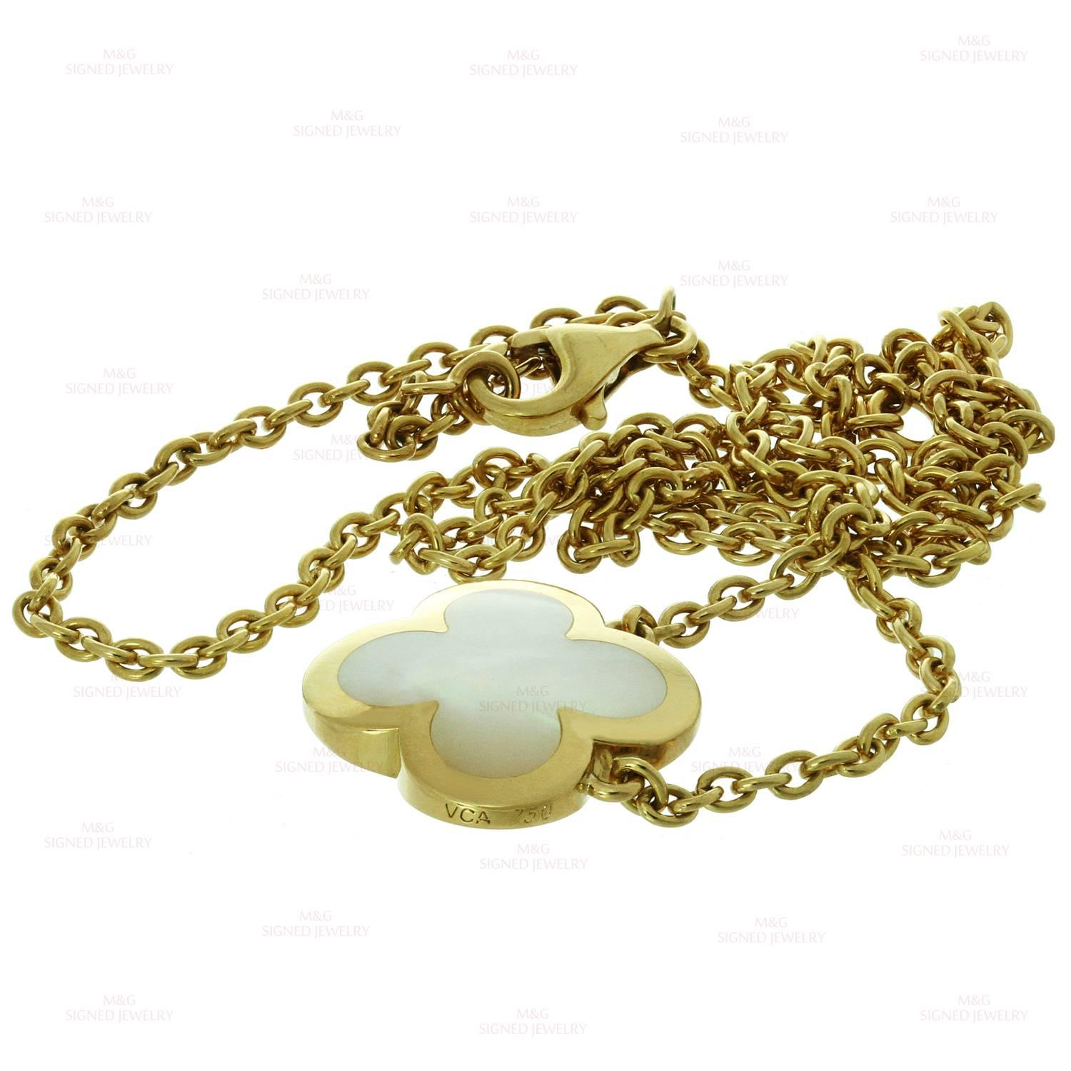 Van Cleef & Arpels Pure Alhambra Mother-of-Pearl Yellow Gold Pendant Necklace 2
