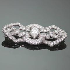 Art Deco Diamond Platinum Filigree Brooch