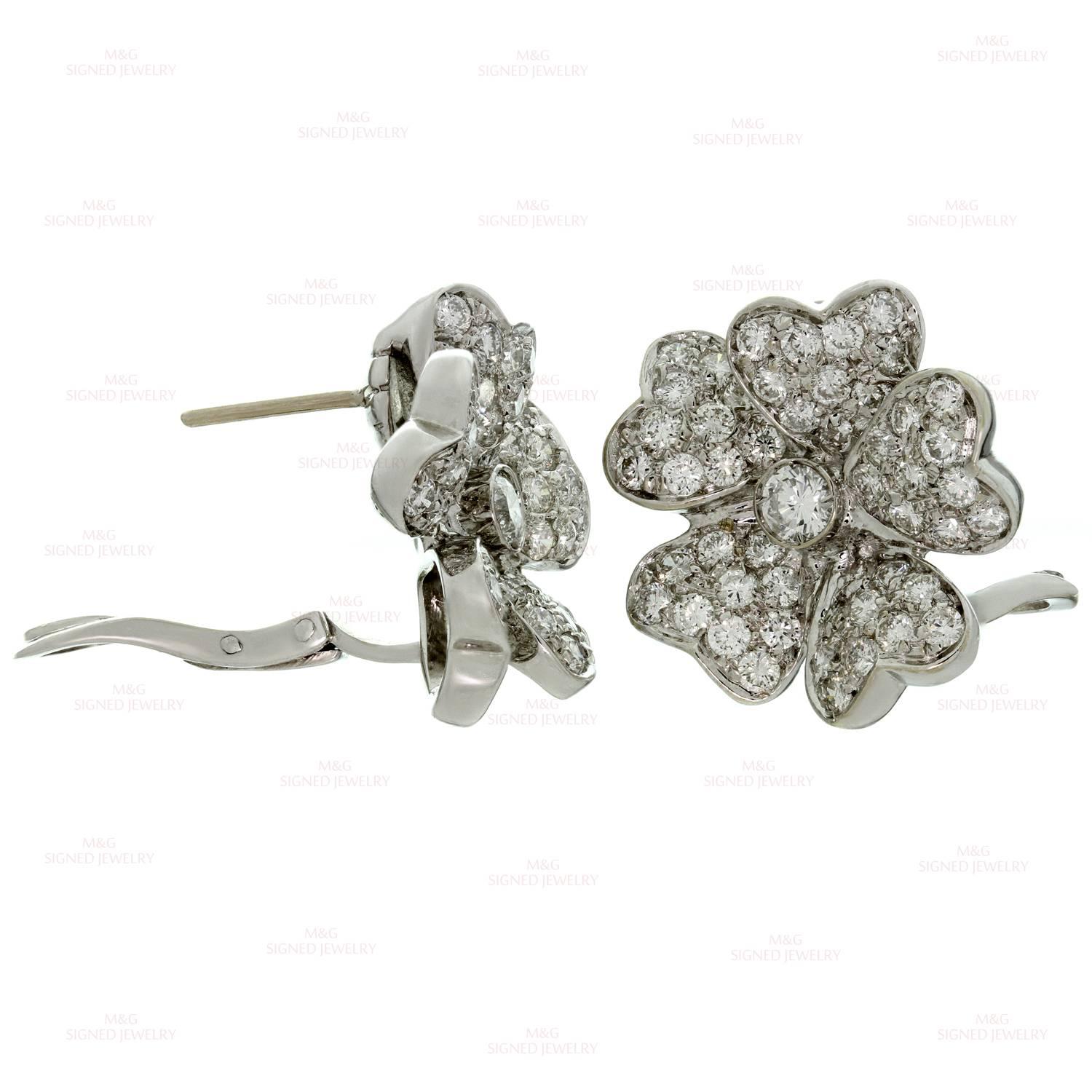 Women's Diamond White Gold Flower Earrings