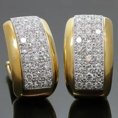 David Webb Diamond Platinum Yellow Gold Clip-On Earrings