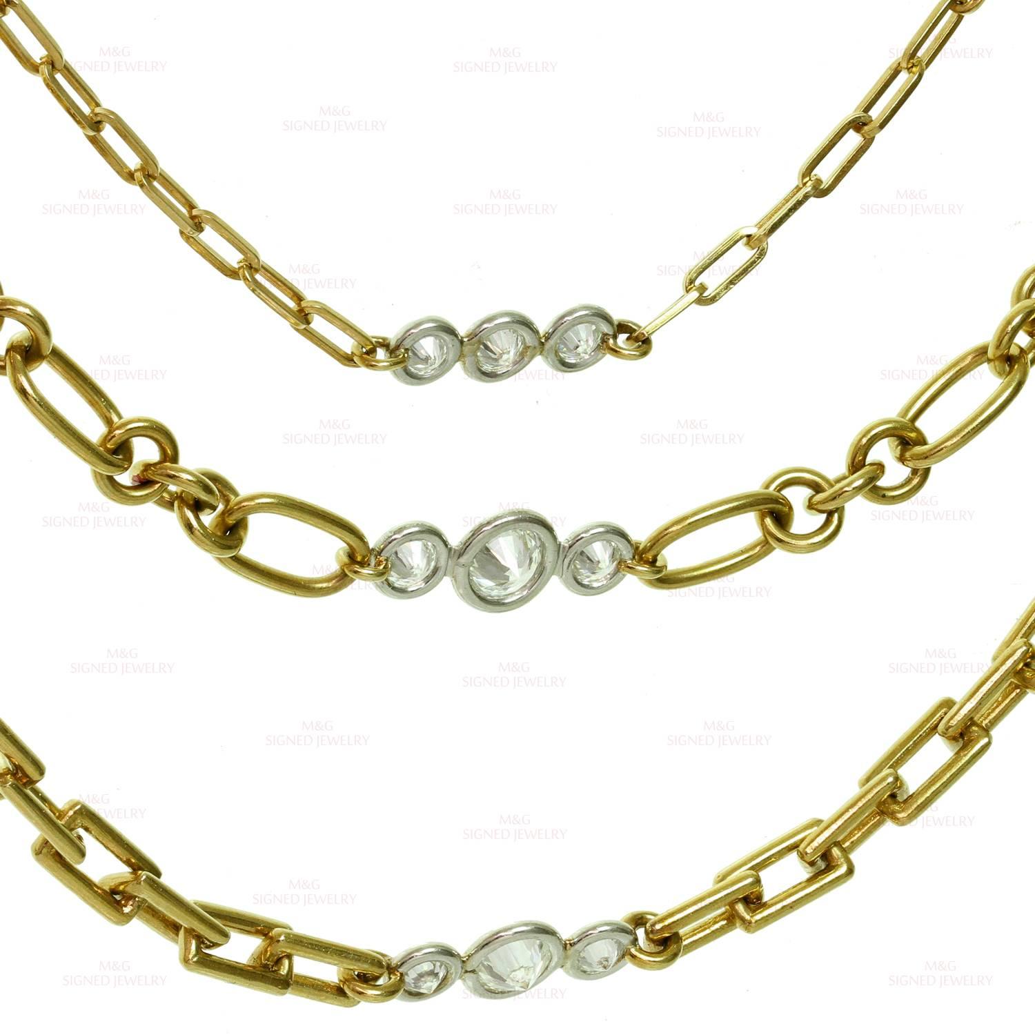 David Webb Diamond Platinum Yellow Gold Long Chain Necklace 2