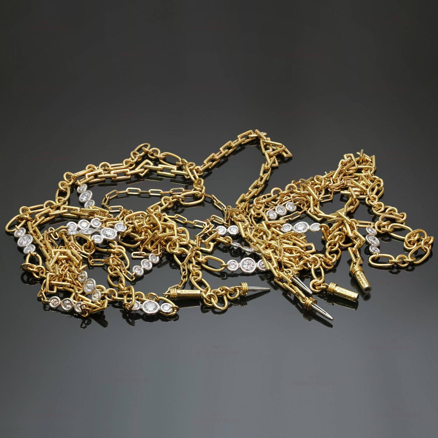 David Webb Diamond Platinum Yellow Gold Long Chain Necklace 3