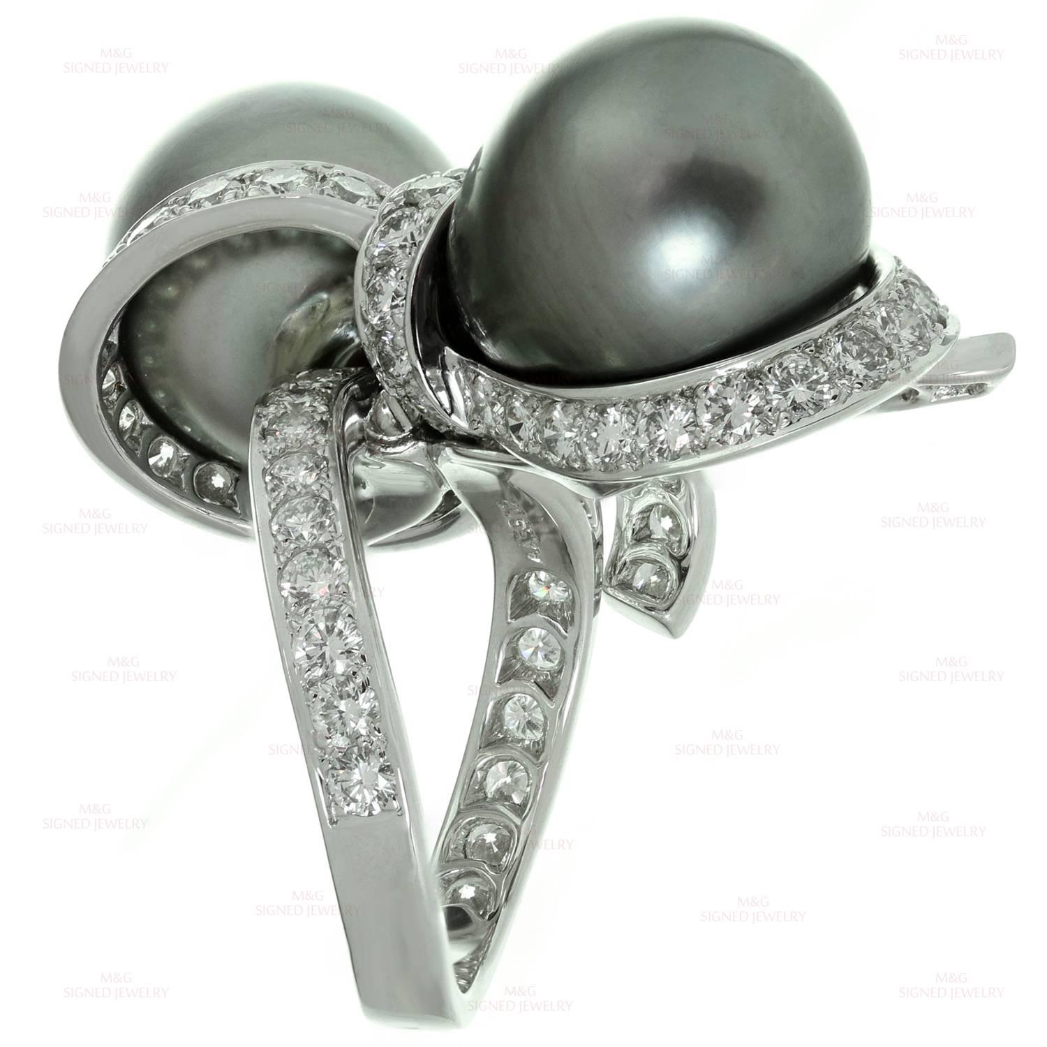 Women's Christian Dior Tahitian Pearl Diamond White Gold Caprice Ring