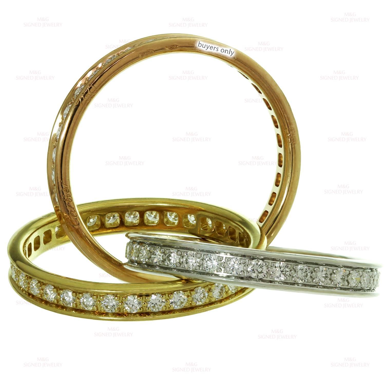 Cartier Trinity Diamond Tricolor Gold Band Ring 1