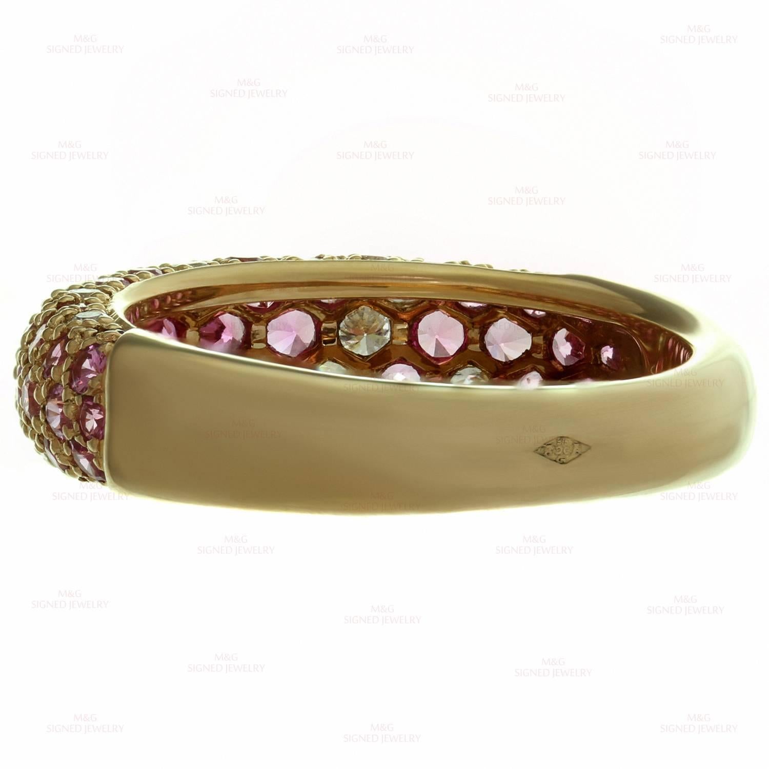 Étincelle de Cartier Diamond Pink Sapphire Rose Gold Band Ring In Excellent Condition In New York, NY