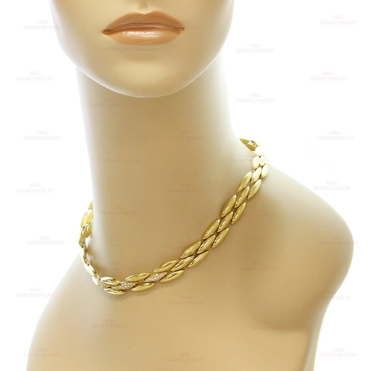 Women's 1980s Cartier Gentiane Diamond Gold Link Necklace