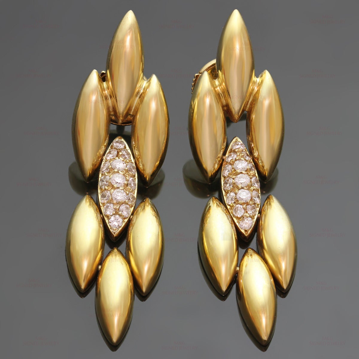 1980s Cartier Gentiane Diamond Gold Earrings at 1stDibs