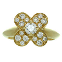 1990s Van Cleef & Arpels Trefle Diamond Gold Ring