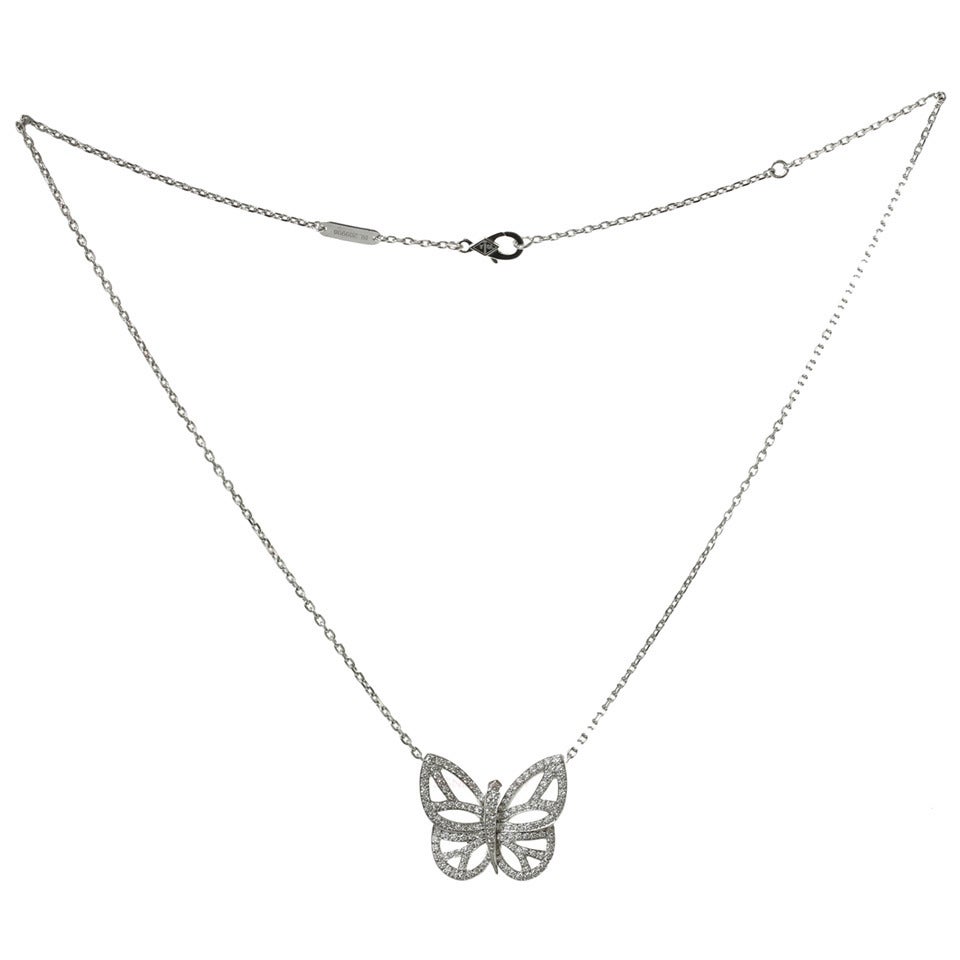 Van Cleef & Arpels Flying Beauties Diamond Gold Butterfly Pendant Necklace