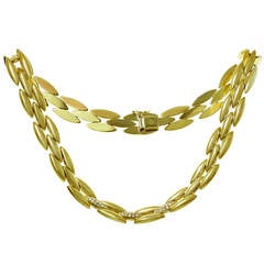 1980s Cartier Gentiane Diamond Gold Link Necklace