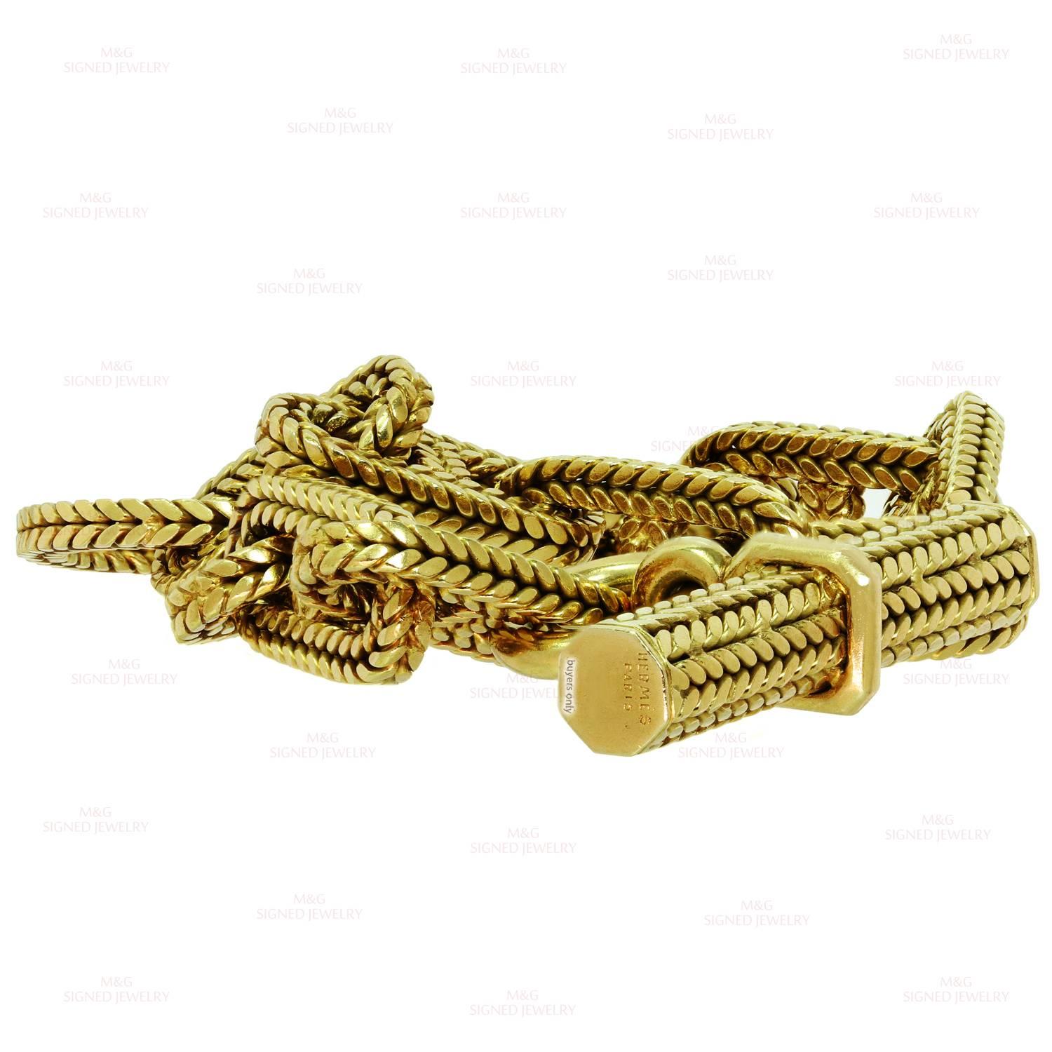 Hermes George L'Enfant Chain d'Ancre Yellow Gold Extra Large Bracelet In Good Condition In New York, NY