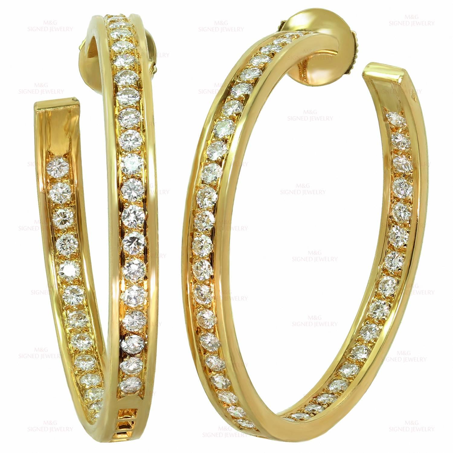 Women's Cartier Inside Out Diamond Yellow Gold Hoop Large Earrings