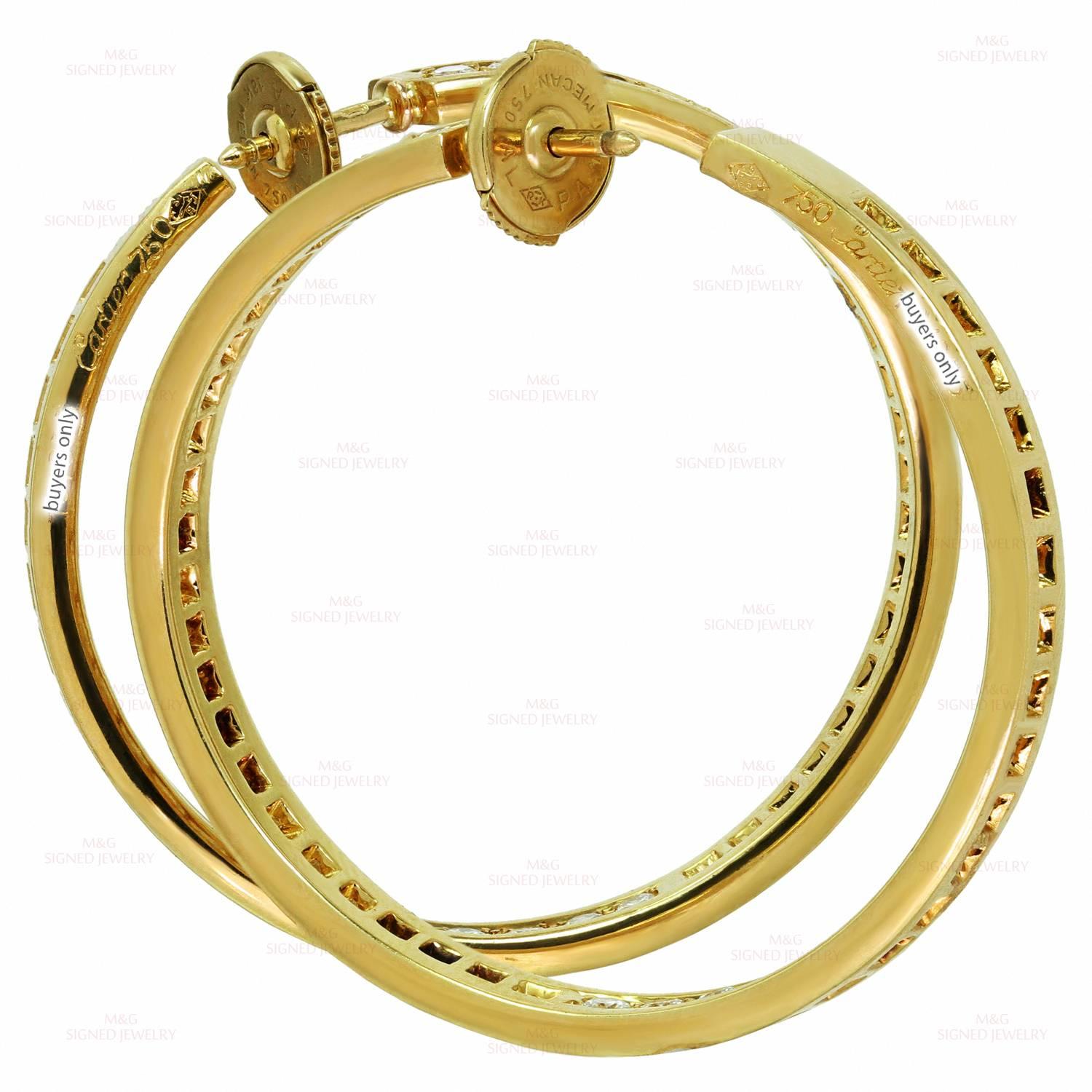 Cartier Inside Out Diamond Yellow Gold Hoop Large Earrings 1