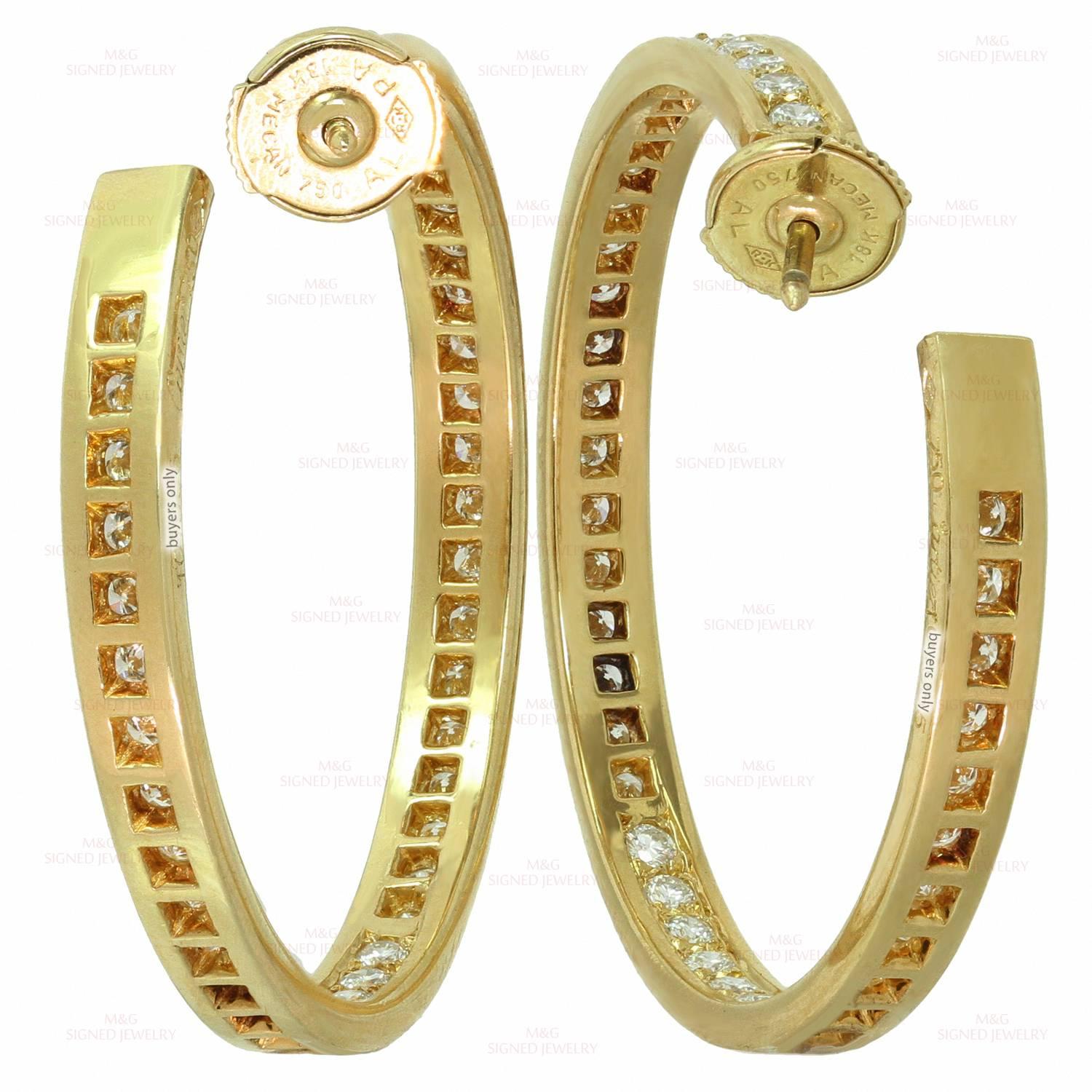 Cartier Inside Out Diamond Yellow Gold Hoop Large Earrings 2