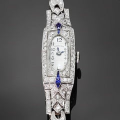 Hamilton Platinum Diamond Sapphire Manual Wind Wristwatch, circa 1930s