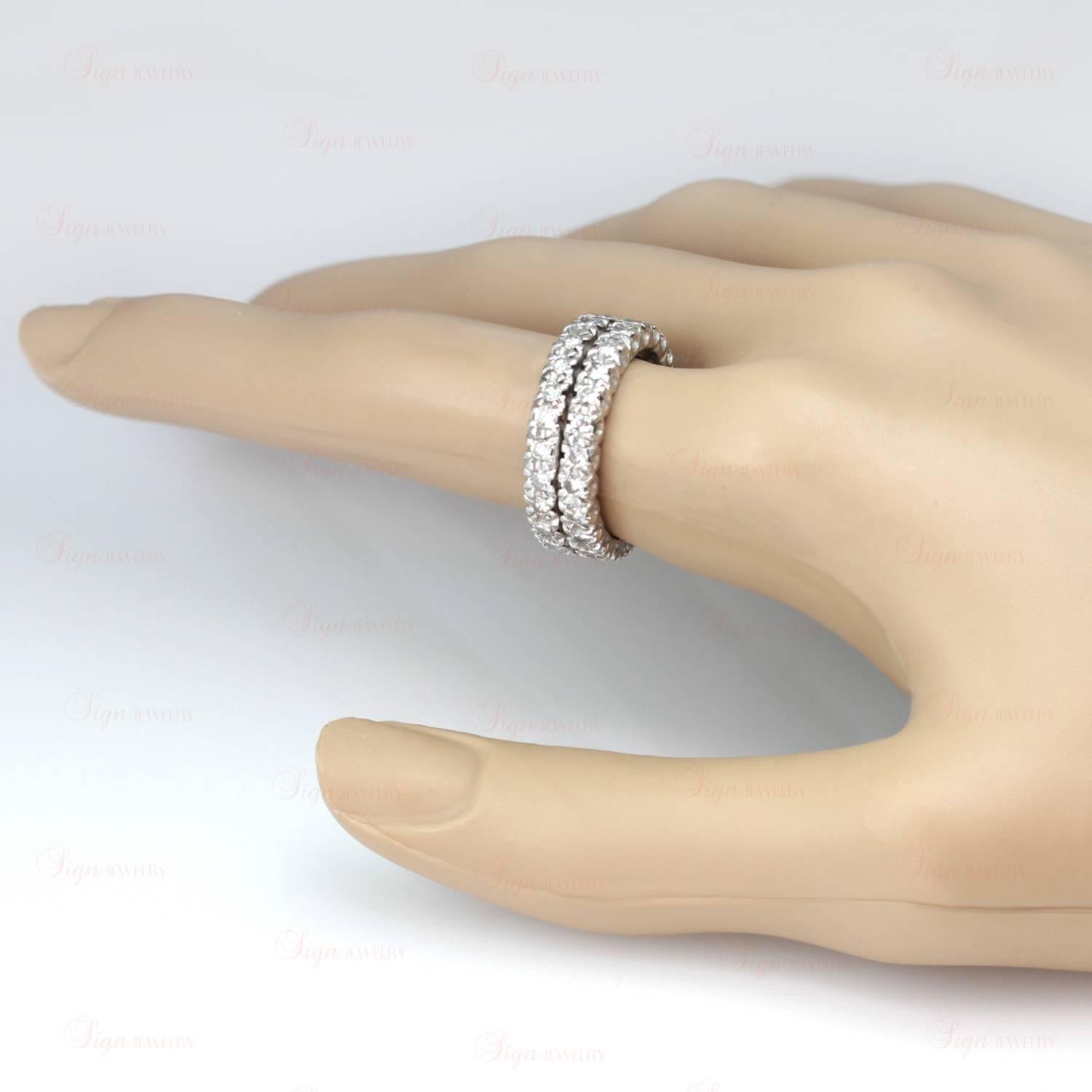 Zweireihiger Diamant-Ehering aus Platin für die Ewigkeit im Angebot 2